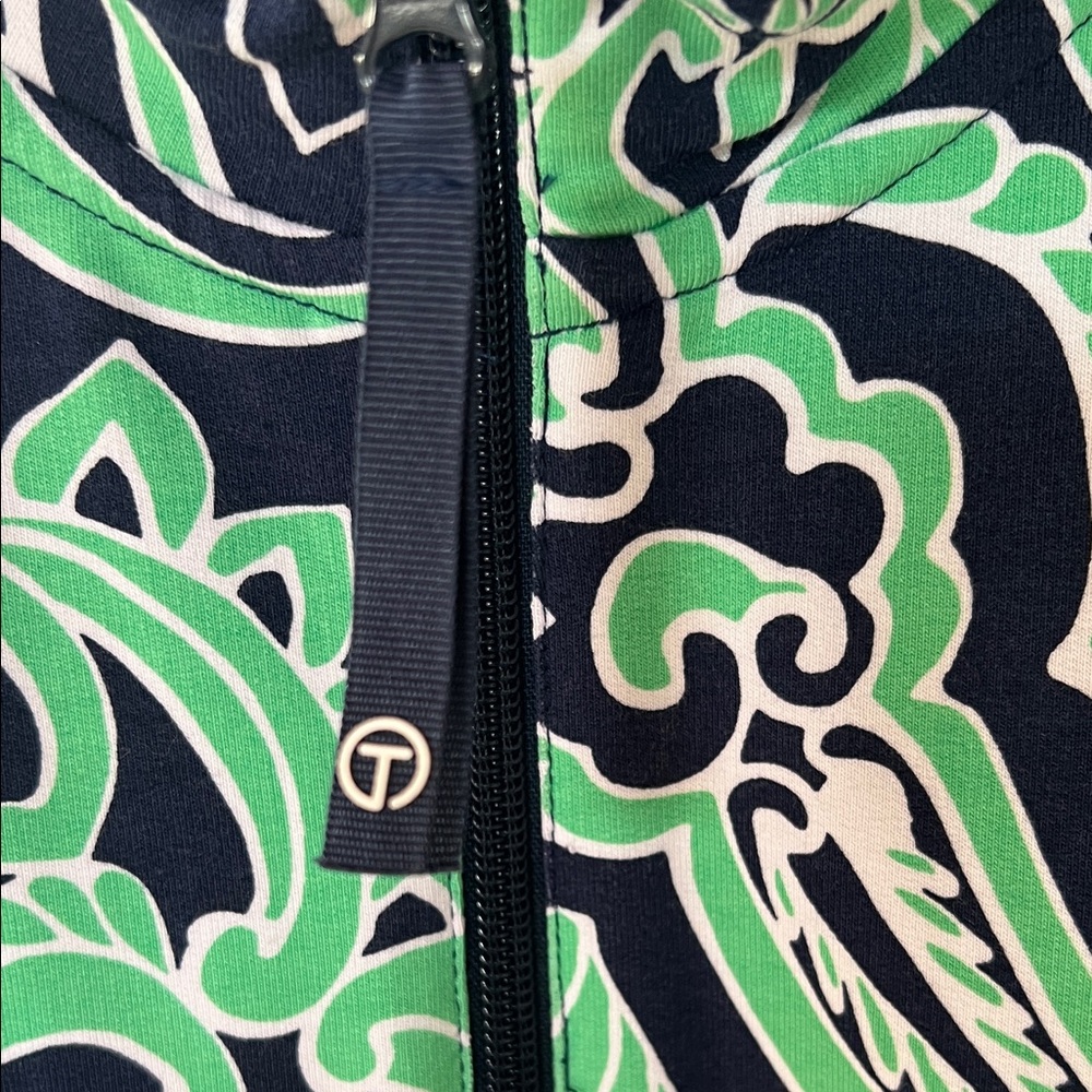 Talbots Green and navy Paisley top - Picture 3 of 4